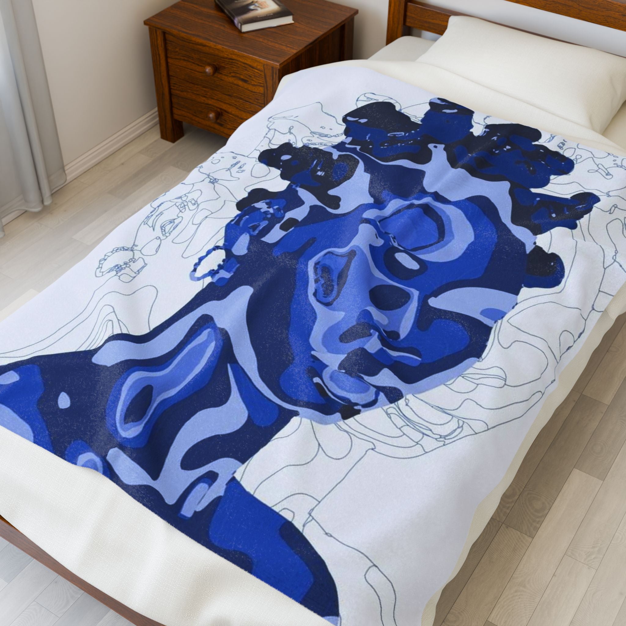 Abstract Blue Plush Blanket