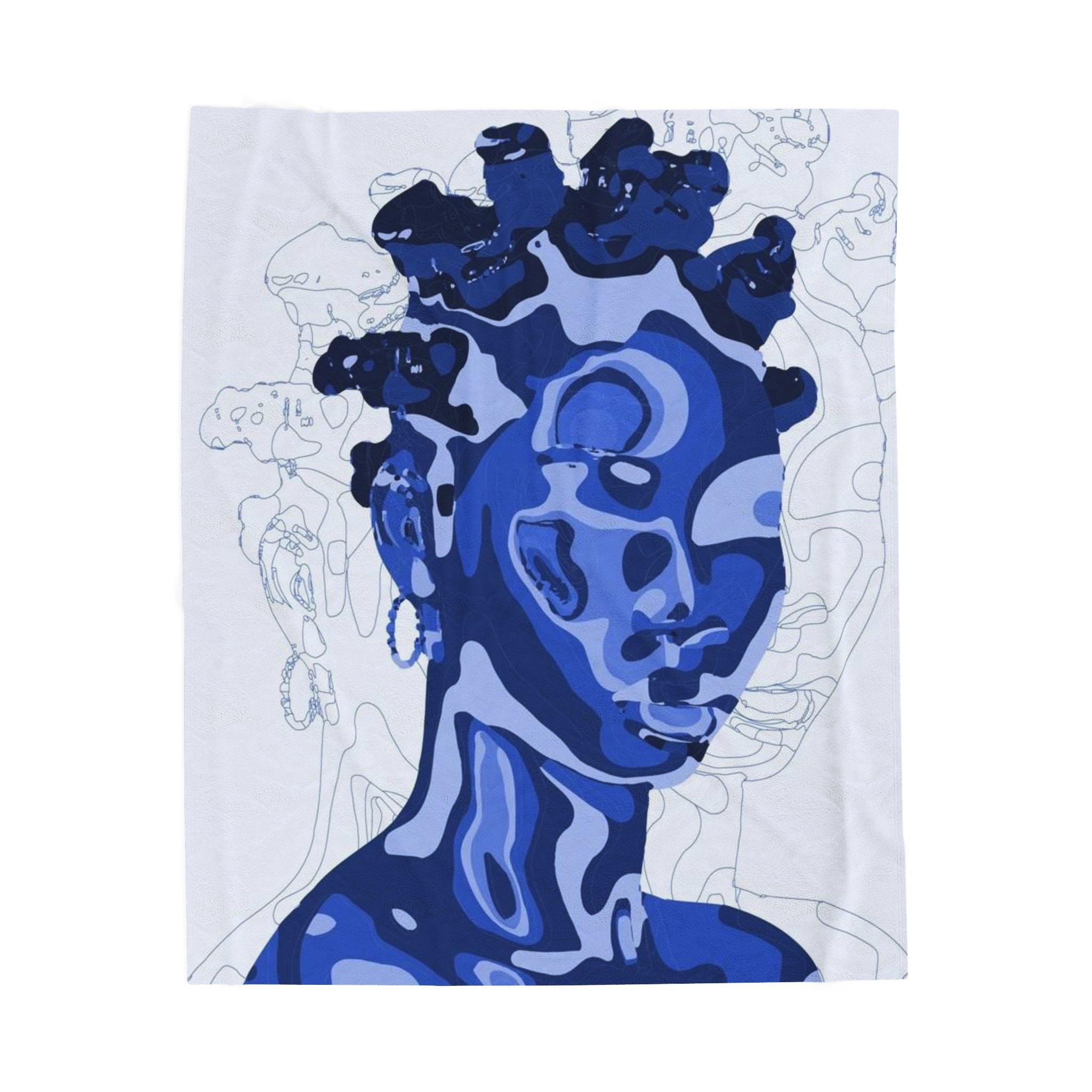 Abstract Blue Plush Blanket