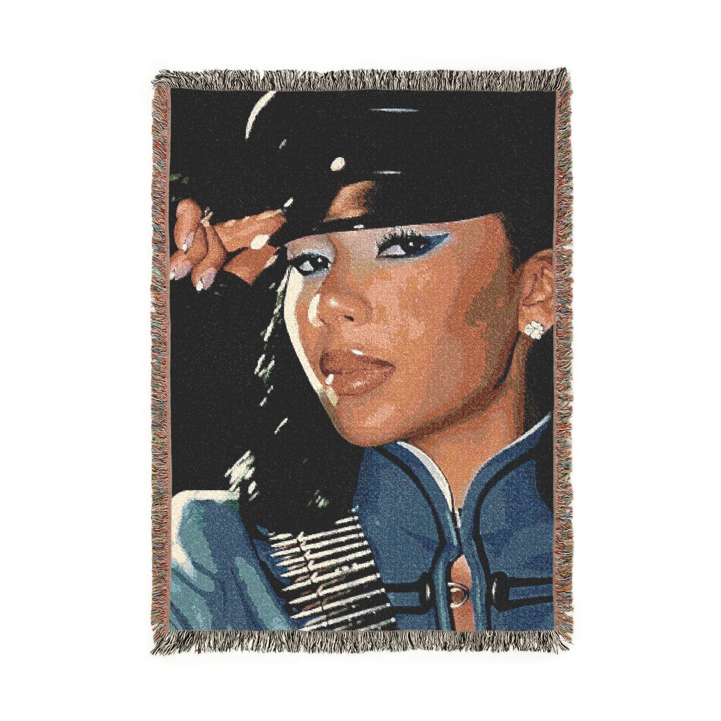 Mariah Burning Blue Woven Blanket
