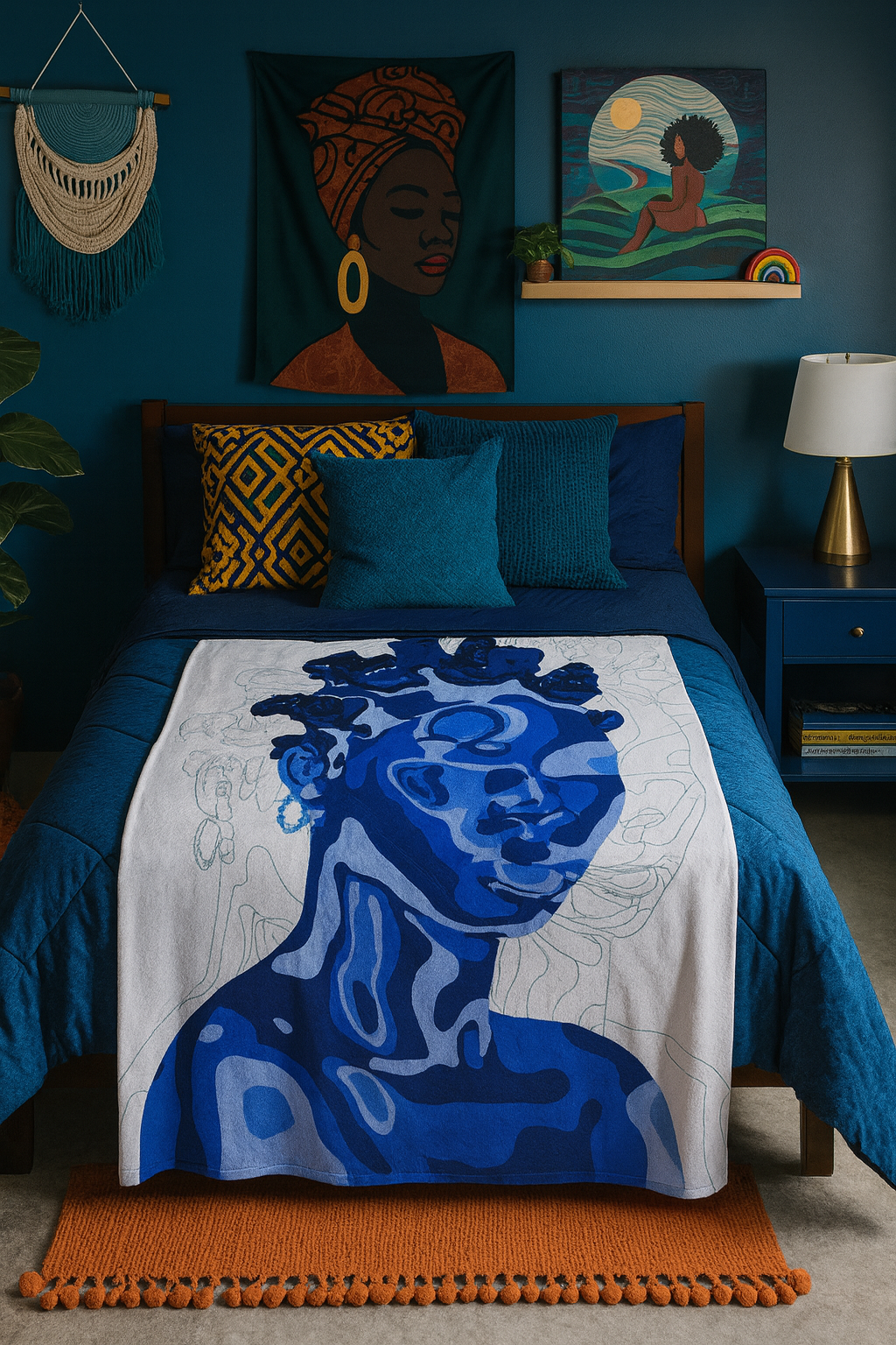 Abstract Blue Plush Blanket